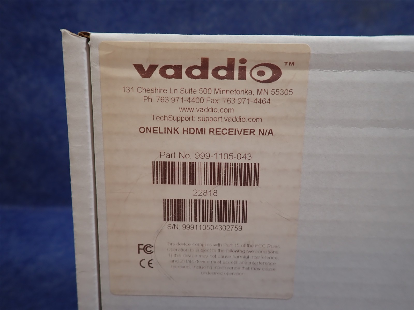 Vaddio OneLink HDMI Extension Receiver 999-1105-043 (A9)