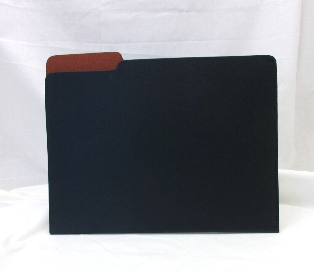 Leather File Folder by Graphic Image Letter Size Made in America Navy w Tan