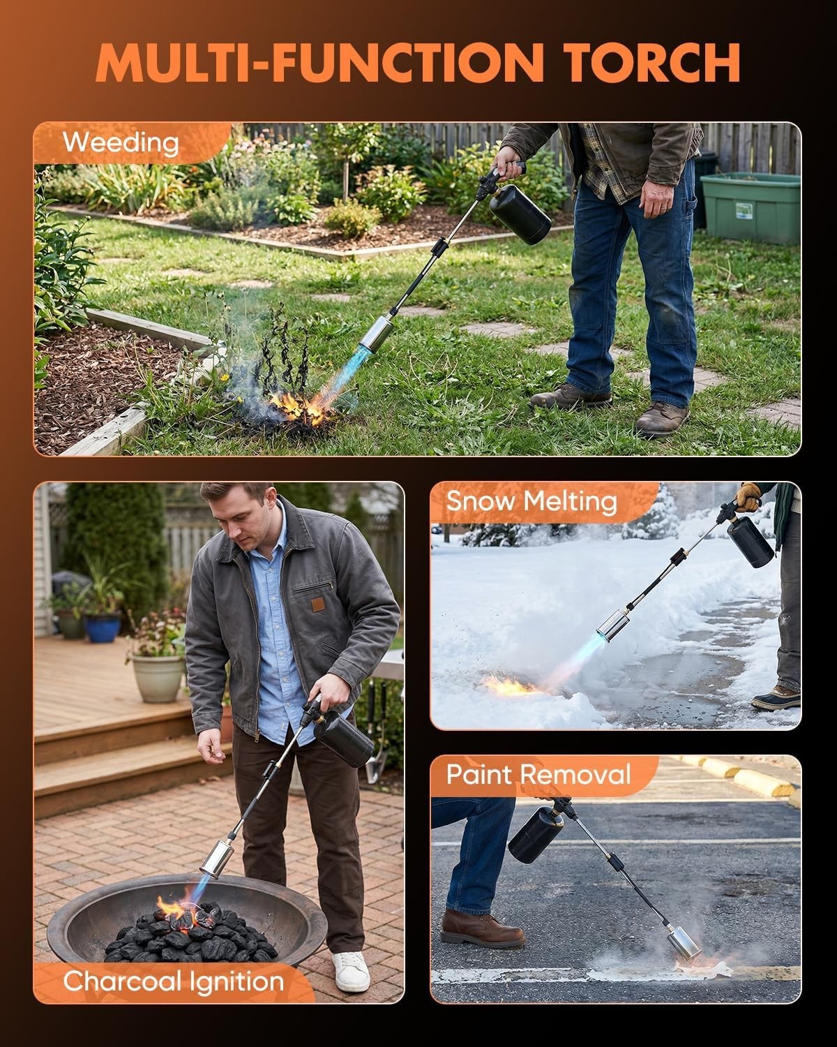 Saker Propane Torch Weed Burner – 45,000 BTU Flame Thrower with 30″ Curved Handl