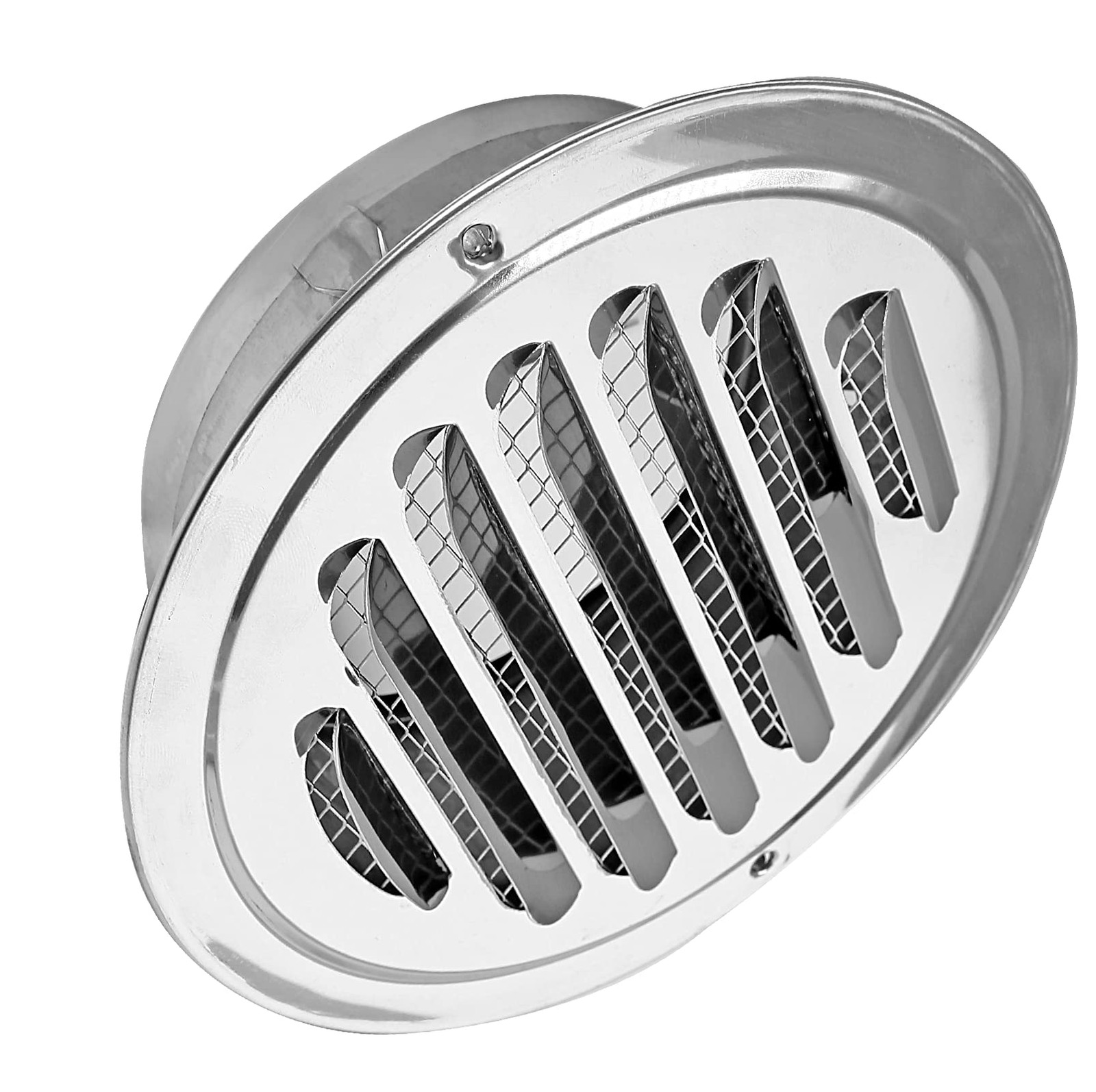 4 Inch Round Soffit Air Vent Built-in Screen Mesh, Stainless Steel Louver Grille