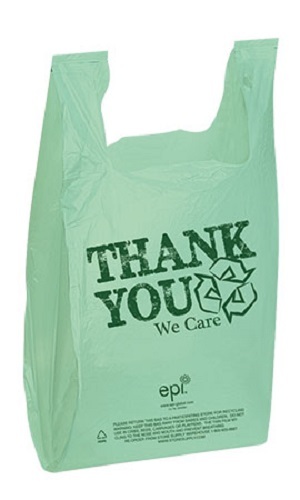Plastic T-Shirt Bags 500 Shopping Retail 11½” x 6″ x 21 Recycled Thank You Green