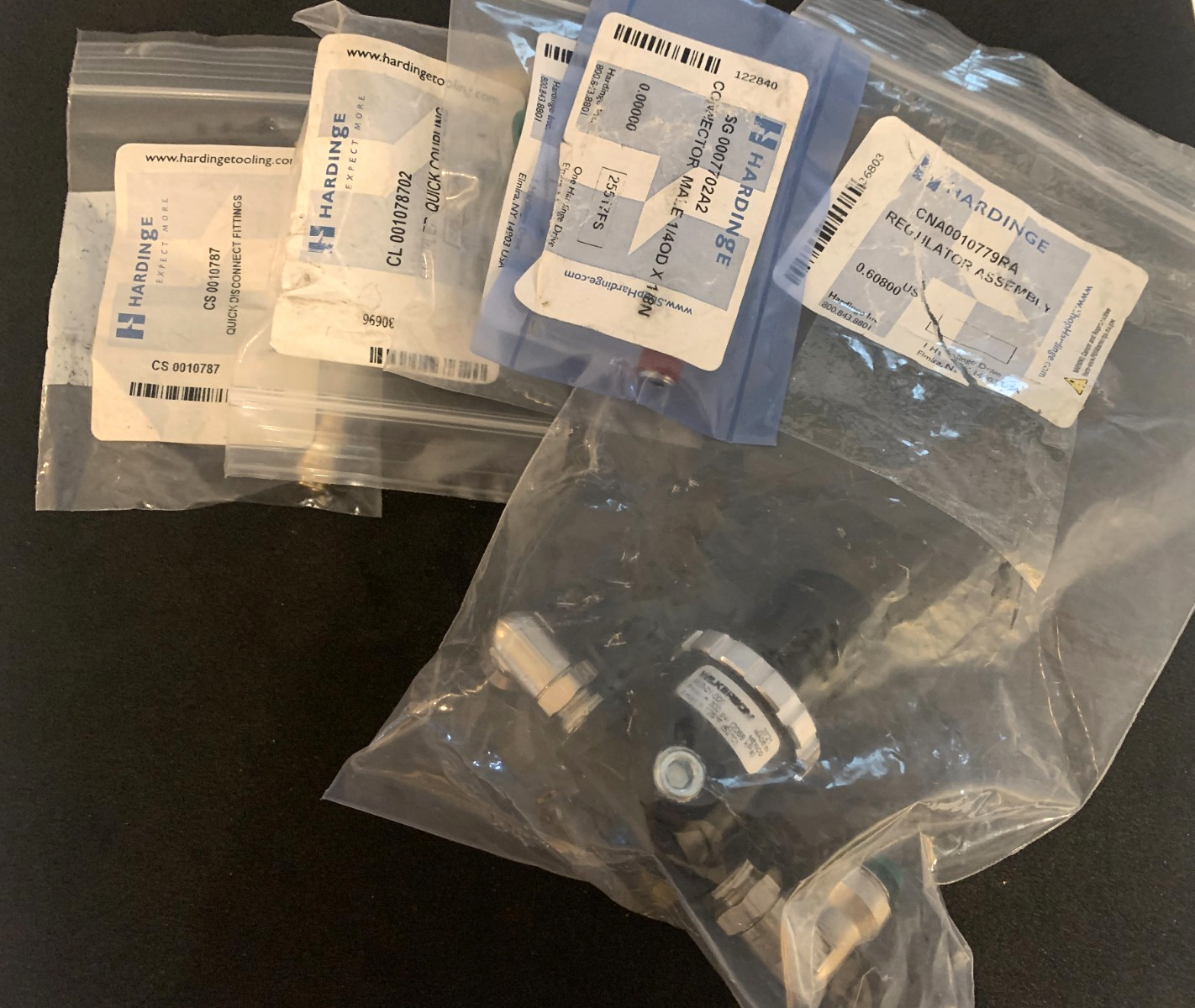 Hardinge LATHE DSM AIR-LUBE REGULATOR CONNECTORS FITTINGS ORIGINAL NEW OLD STOCK