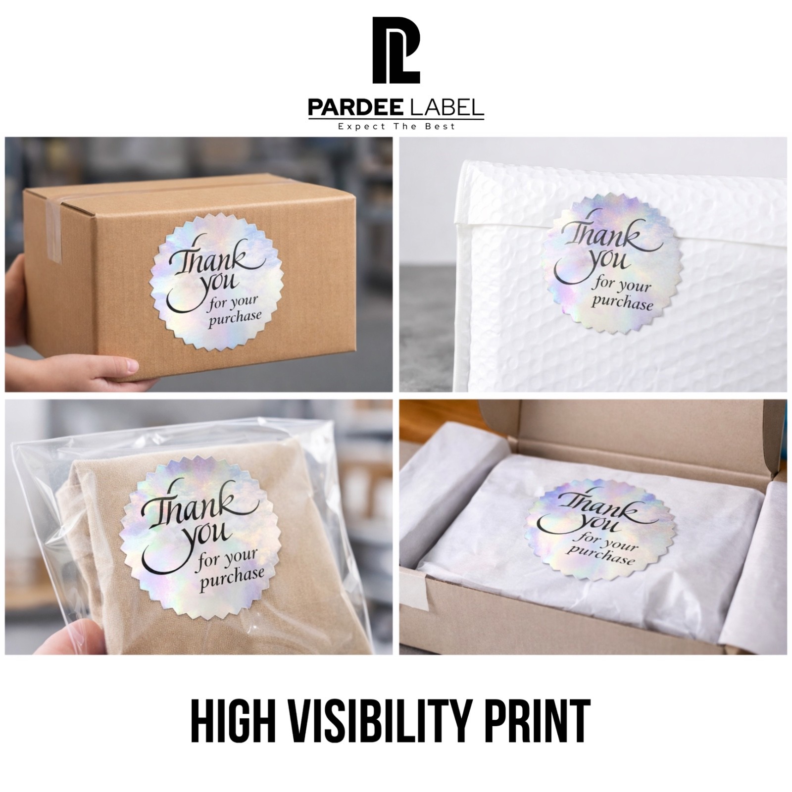 Thank You Holographic Stickers 2″ Starburst Labels 250/Roll Packaging Seal