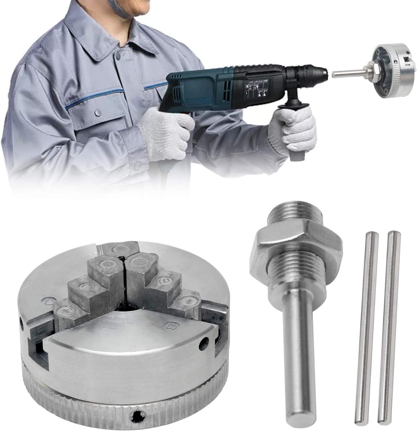 Z011 Mini Lathe Chuck Set – Self Centering Zinc Alloy 3/4 & 4 Jaw Chucks with…