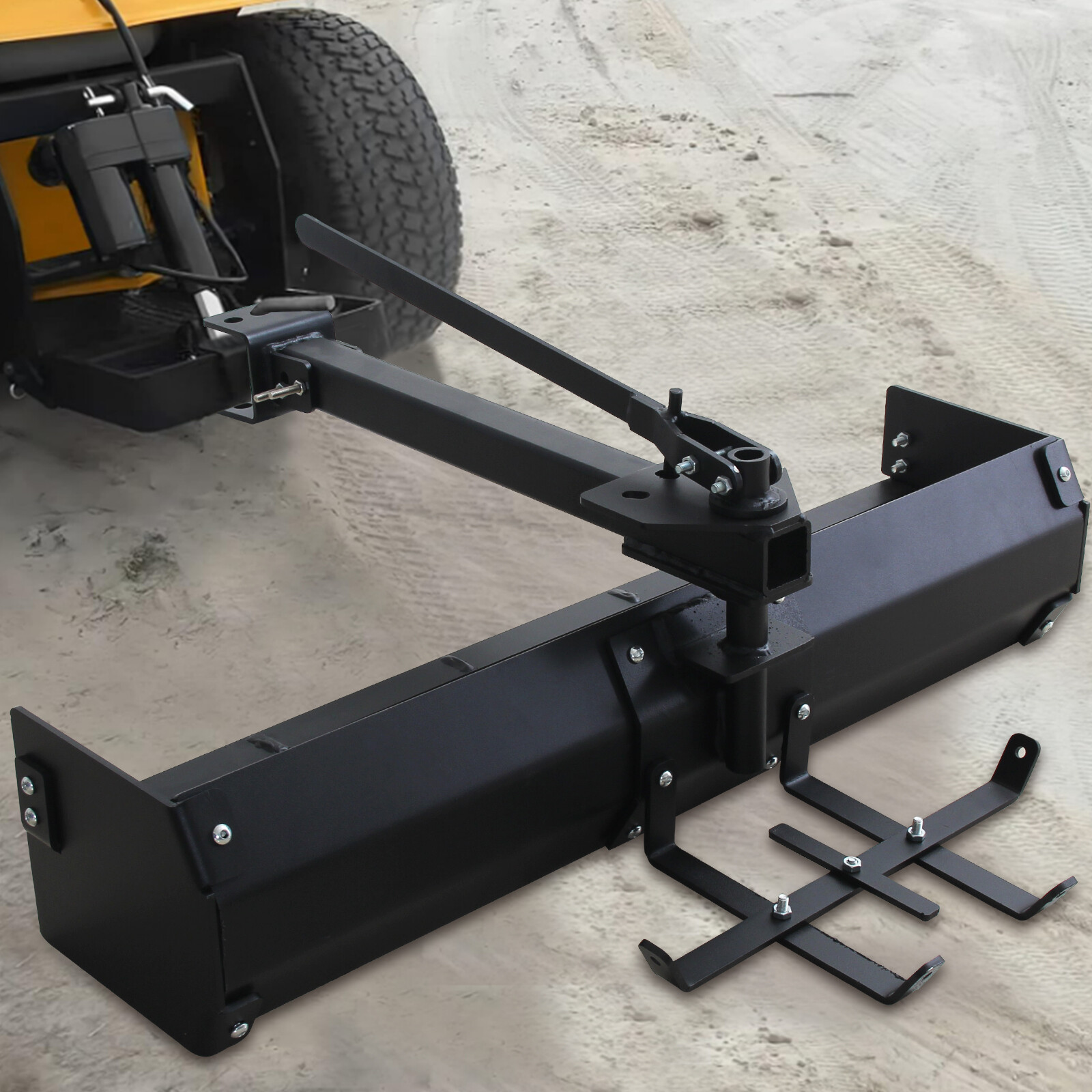 42″ Tow Behind Box Scraper Lawn Tractor Attachments, Box Blade Hitch Tow for ATV