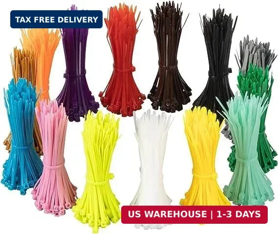 XINGO 1400 PCS Colored Zip Ties 8 Inch, Multicolor Zip Ties, Mix Packed 14 Color