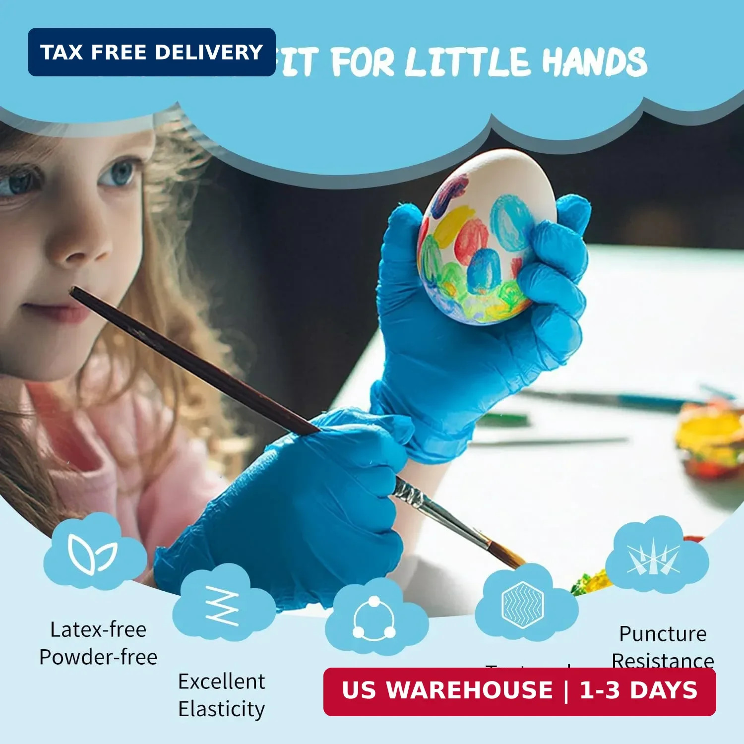 PROMEDIX P Kids Gloves Disposable for 6-10 Years,100PCS Nitrile Gloves for Craft