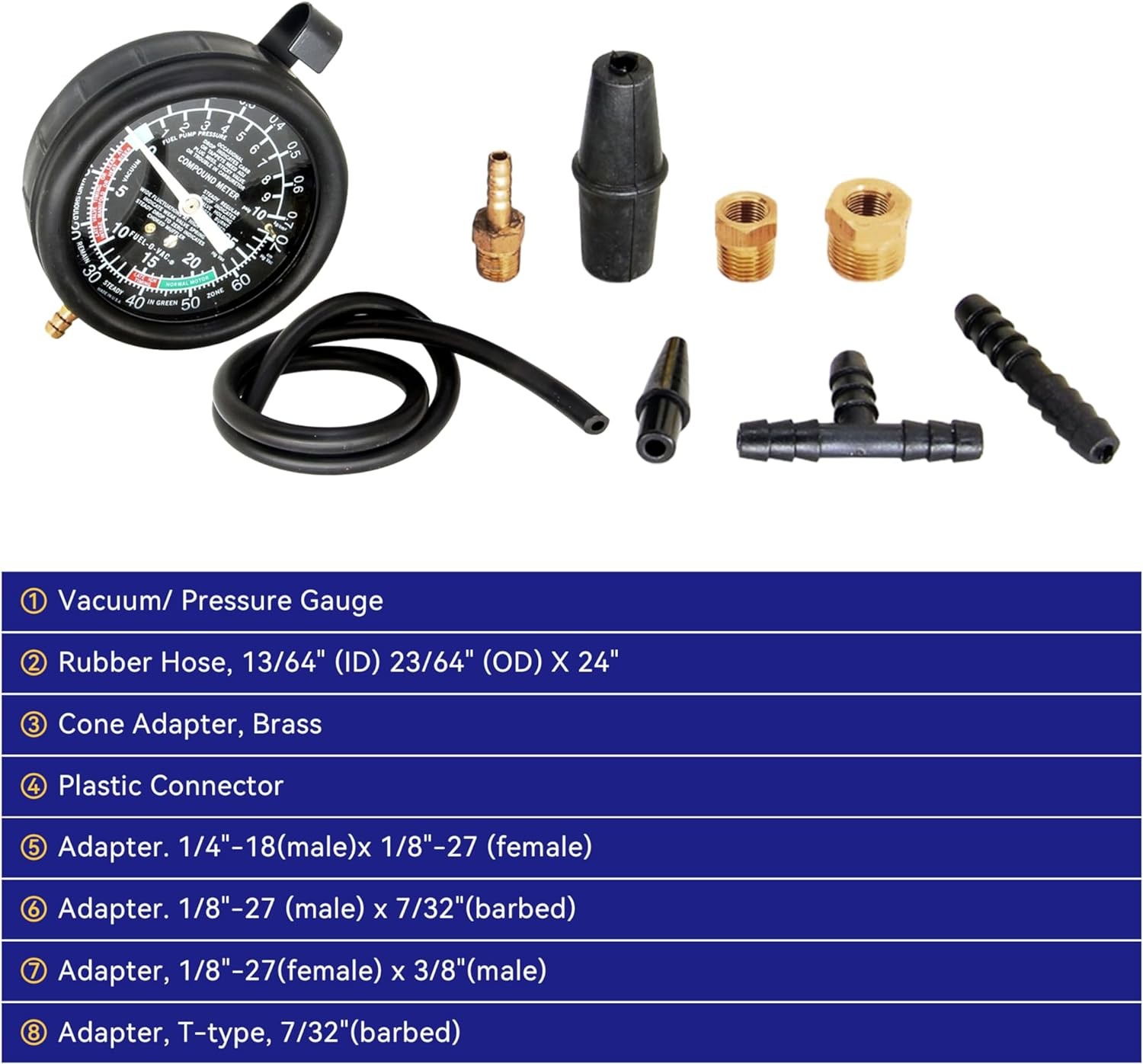 HFS(R) Carburetor Carb Valve Fuel Pump Pressure & Vacuum Tester Gauge Test Kit