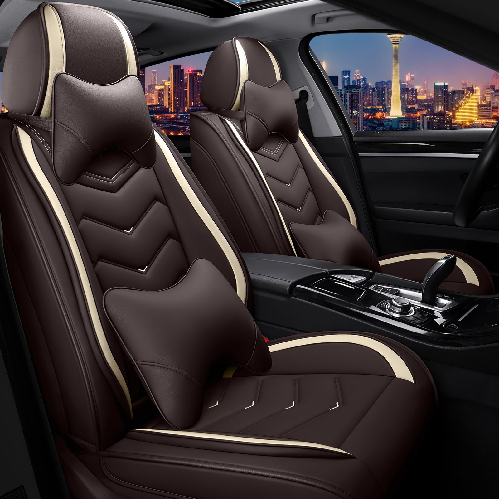 Nissan Leaf 2011-2026 Seat Covers Nappa Leather Coffee 2-Seat Set