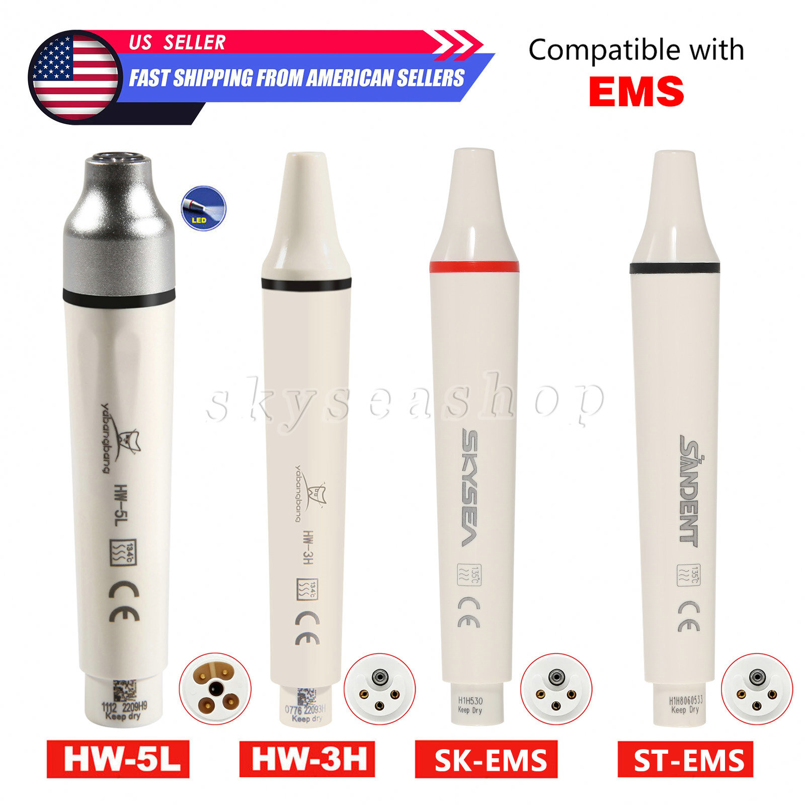 Dental Ultrasonic Piezo Scaler Handpiece No-LED/LED For EMS/Woodpecker/SKYSEA