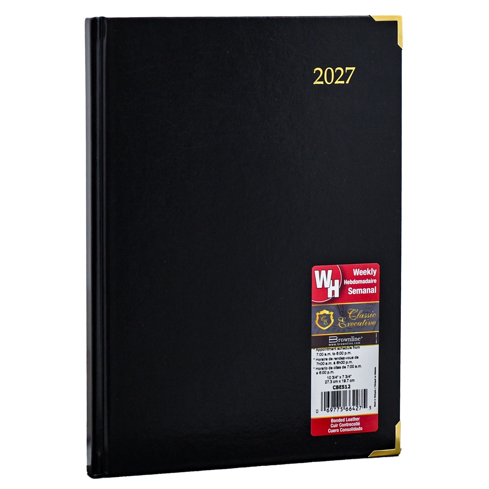 2025 Brownline CBE512 Executive Weekly Planner, Hardcover, 10-3/4 x 7-3/4″