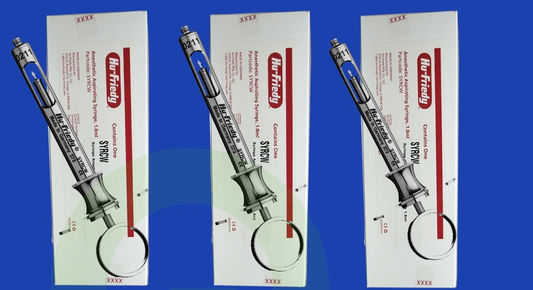 Lot of 6 Pc Hu-Friedy CW Style Dental Anesthetic Aspirating 1.8ml Syringe SYRCW