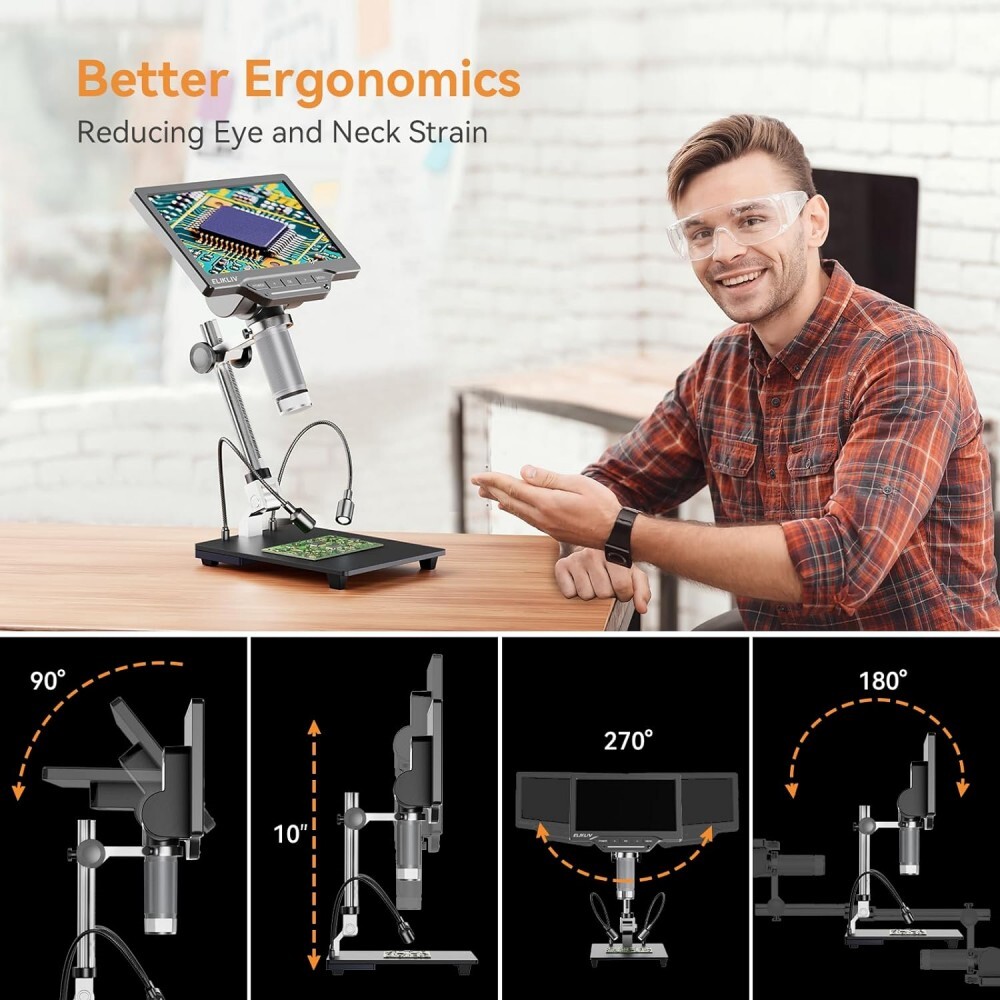 Elikliv’s Digital Microscope EDM201 SE IPS screen 10X-1200X Zoom 12MP 26cm