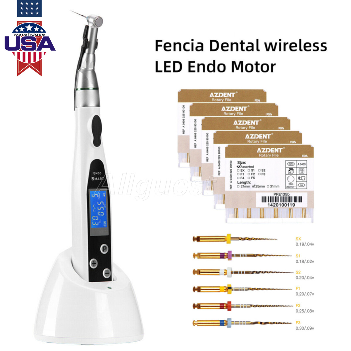 USA Dental Wireless LED Endo Motor 16:1 Contra Angle/Endodontic NiTi Rotary File