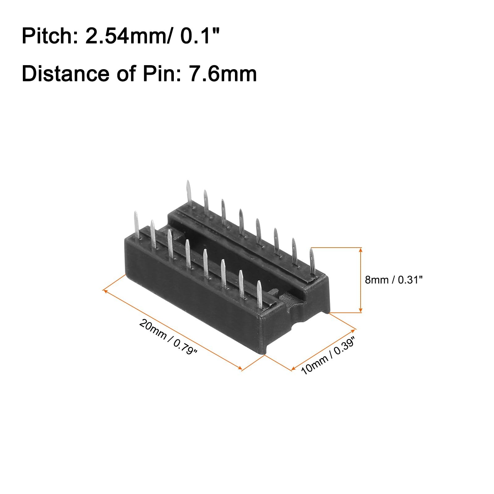 20Pcs DIP IC Chip Socket Adapter, 2.54mm Pitch 16 Pin Soldering Flat Circuit