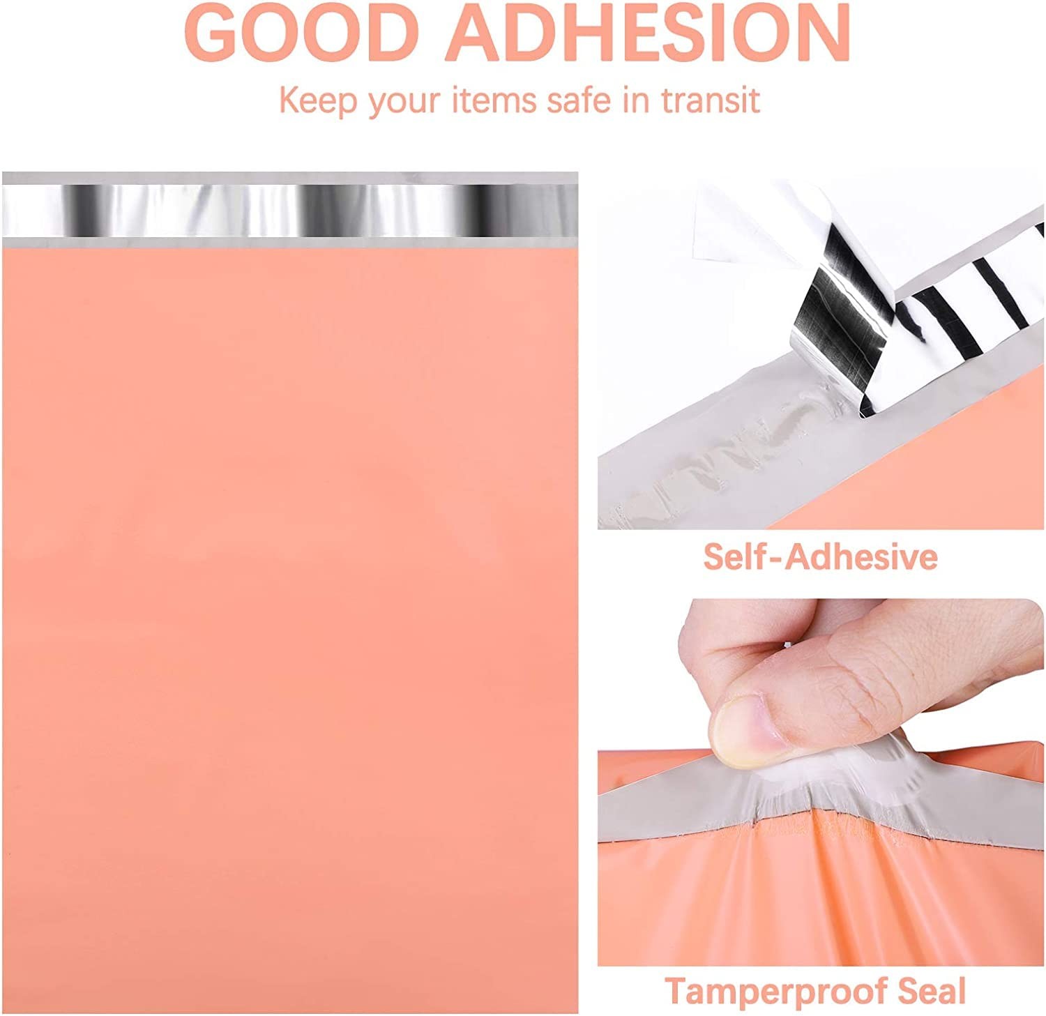 Metronic Poly Mailers 10×13 300 Pcs, Strong Adhensive 300PC, Peach Pink