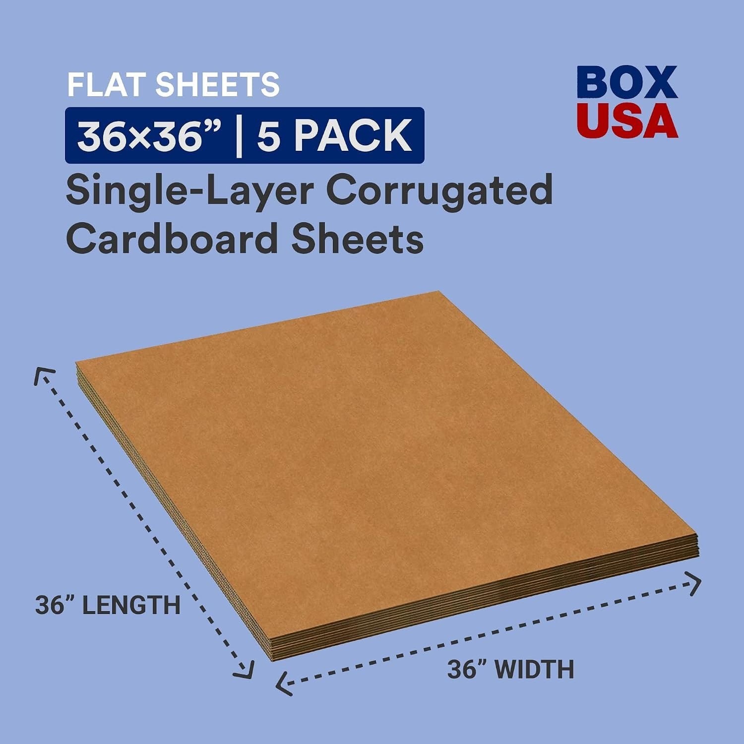 Kraft Corrugated Sheets 36″L x 36″W, 5-Pack