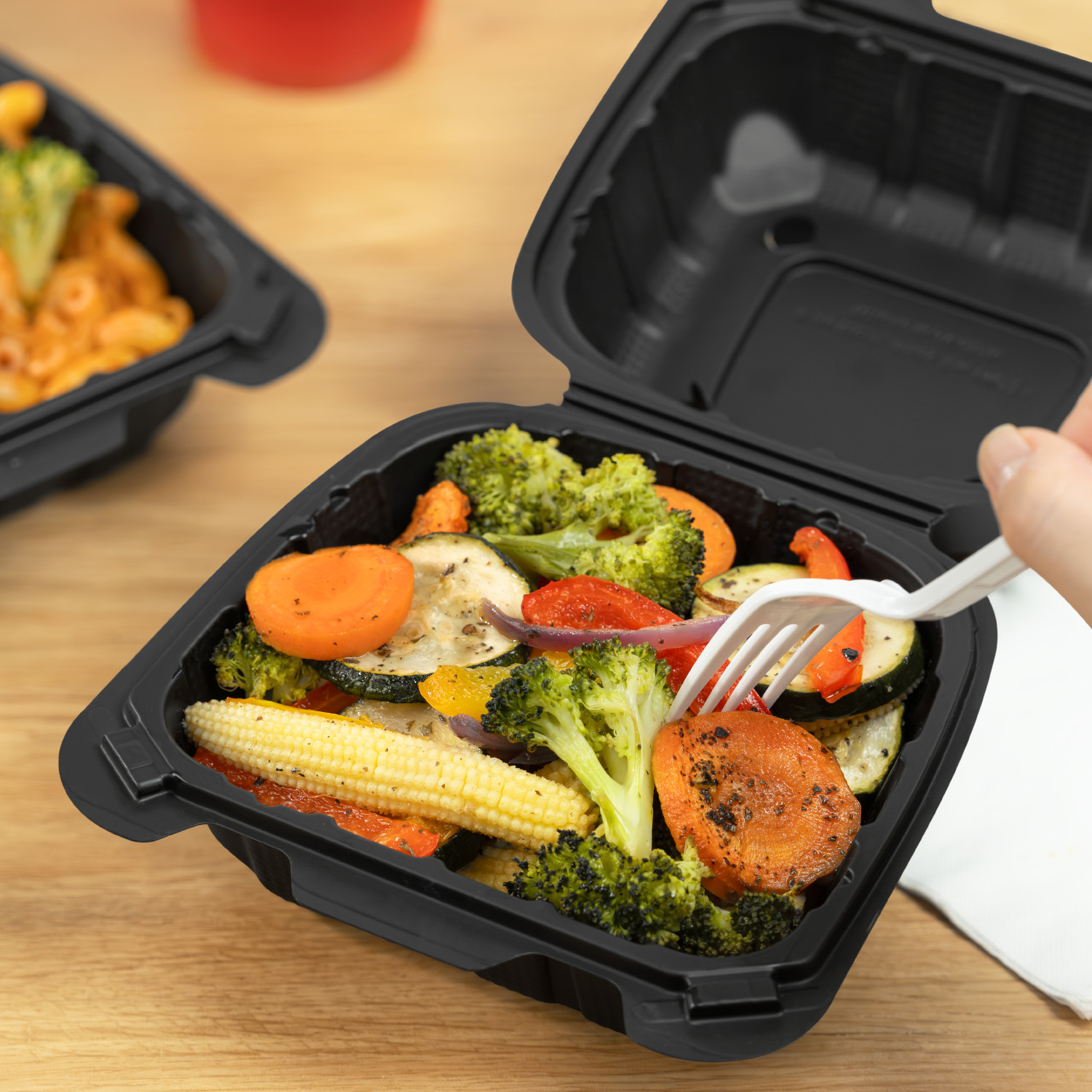 Karat Earth 6″x6″ Mineral Filled PP Hinged Container(1 compartment) Microwavable
