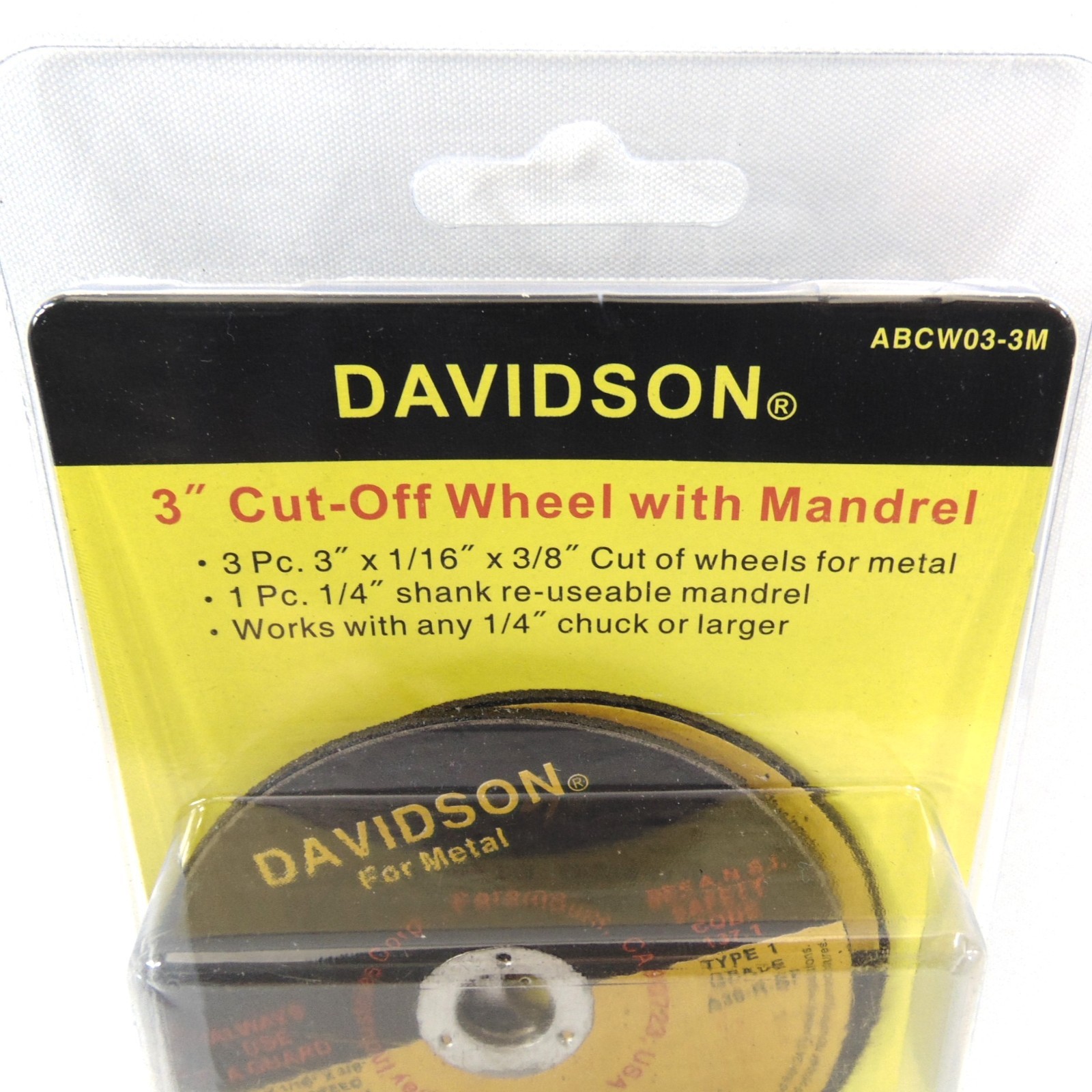 Davidson 3″ Cut-Off Wheels w/ Mandrel Metal Cutting Cutter Disc Set 3-Pack