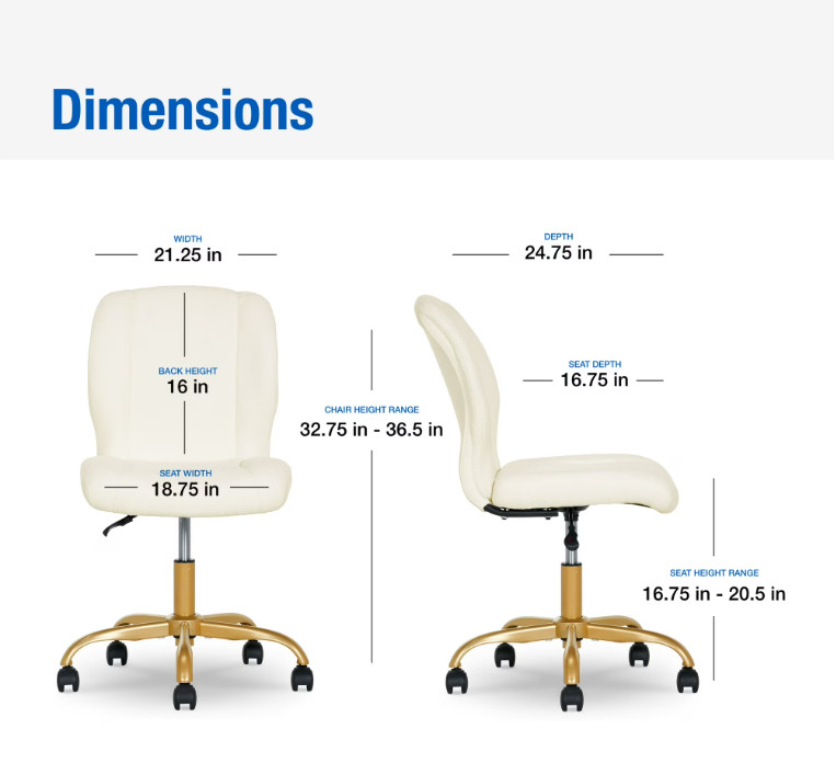 Boucle Armless Office Chair Cream for Adults Teens Home Office