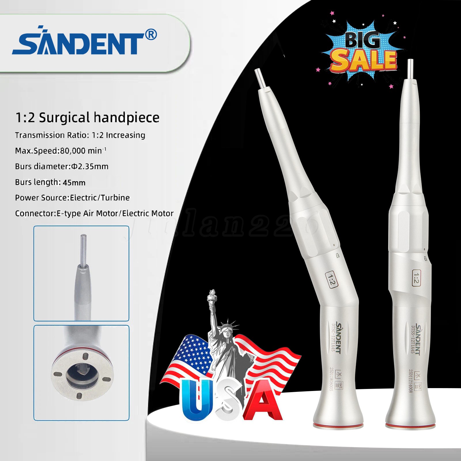 Dental Surgical Handpiece 20° Angle Straight Attachment 1:2 E-type NSK Style