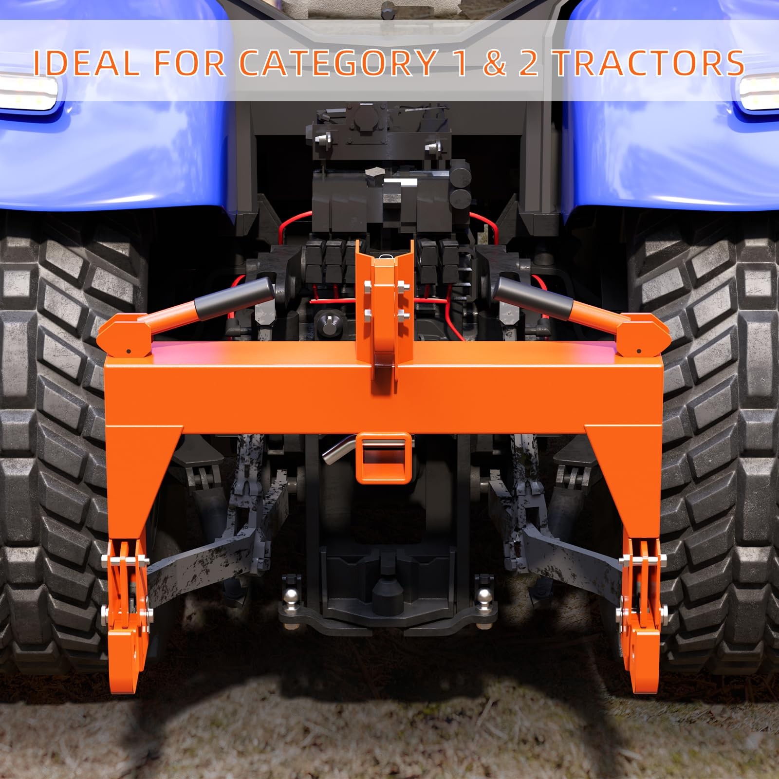 3000 LBS Lifting 3-Point Quick Hitch with 2″ Trailer Receiver FOR CAT 1 Tractor