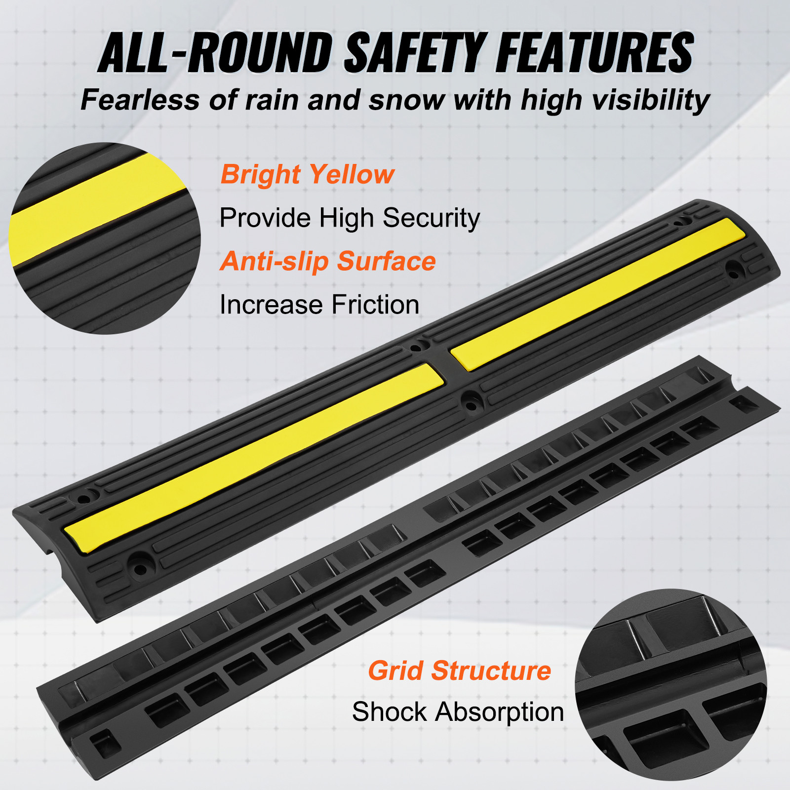 VEVOR 4 PCs 39» Cable Protector Ramp 18000 lbs Speed Bump Floor Cable Protector
