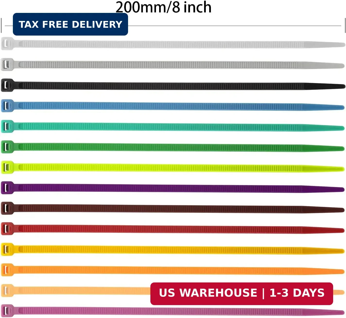 XINGO 1400 PCS Colored Zip Ties 8 Inch, Multicolor Zip Ties, Mix Packed 14 Color