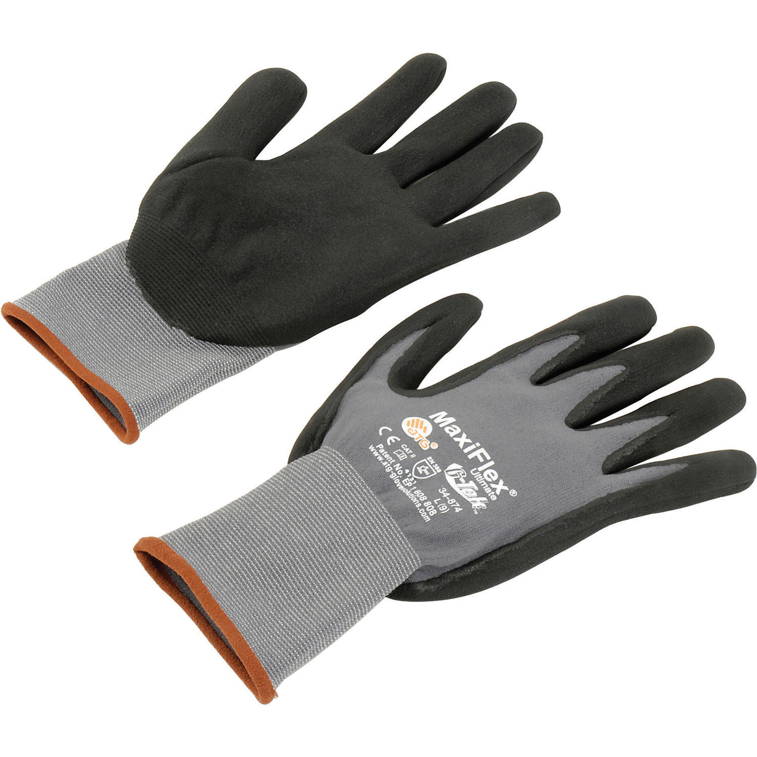 PIP G-Tek174; MaxiFlex Nitrile Coated Knit Nylon Gloves Gray/Black Small 12
