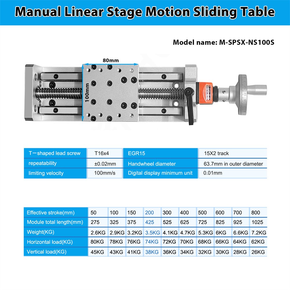 Manual CNC Slide Table Self-lock Digital Display Linear Module Z Position Stage