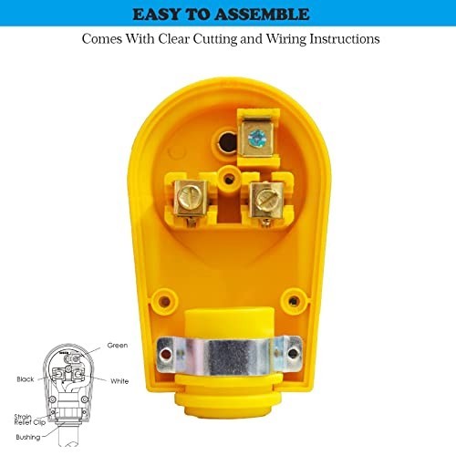Welder Plug 50 Amp NEMA 6-50P Replacement Male Plug Heavy Duty Yellow ETL Listed