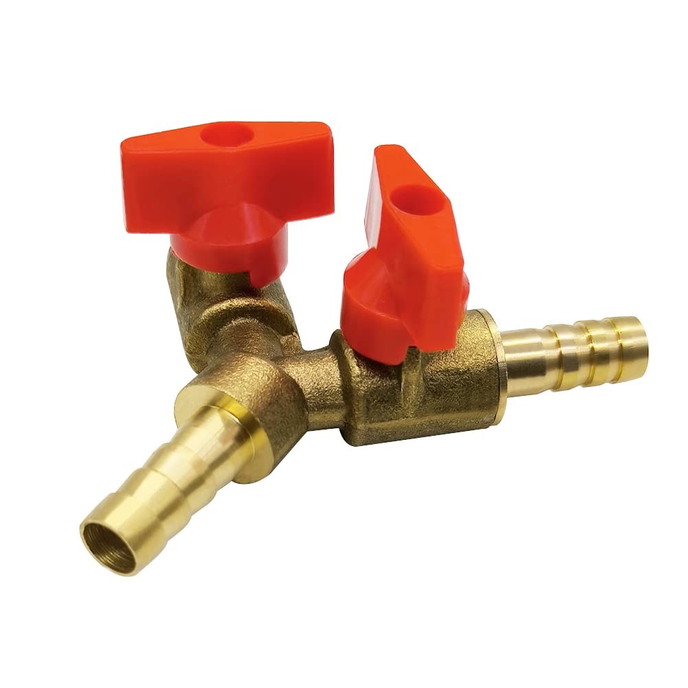 Hooshing 3 Way Shut Off Ball Valve 5/16″ ID Hose Barb 2 Switch | Y Shaped Ball V