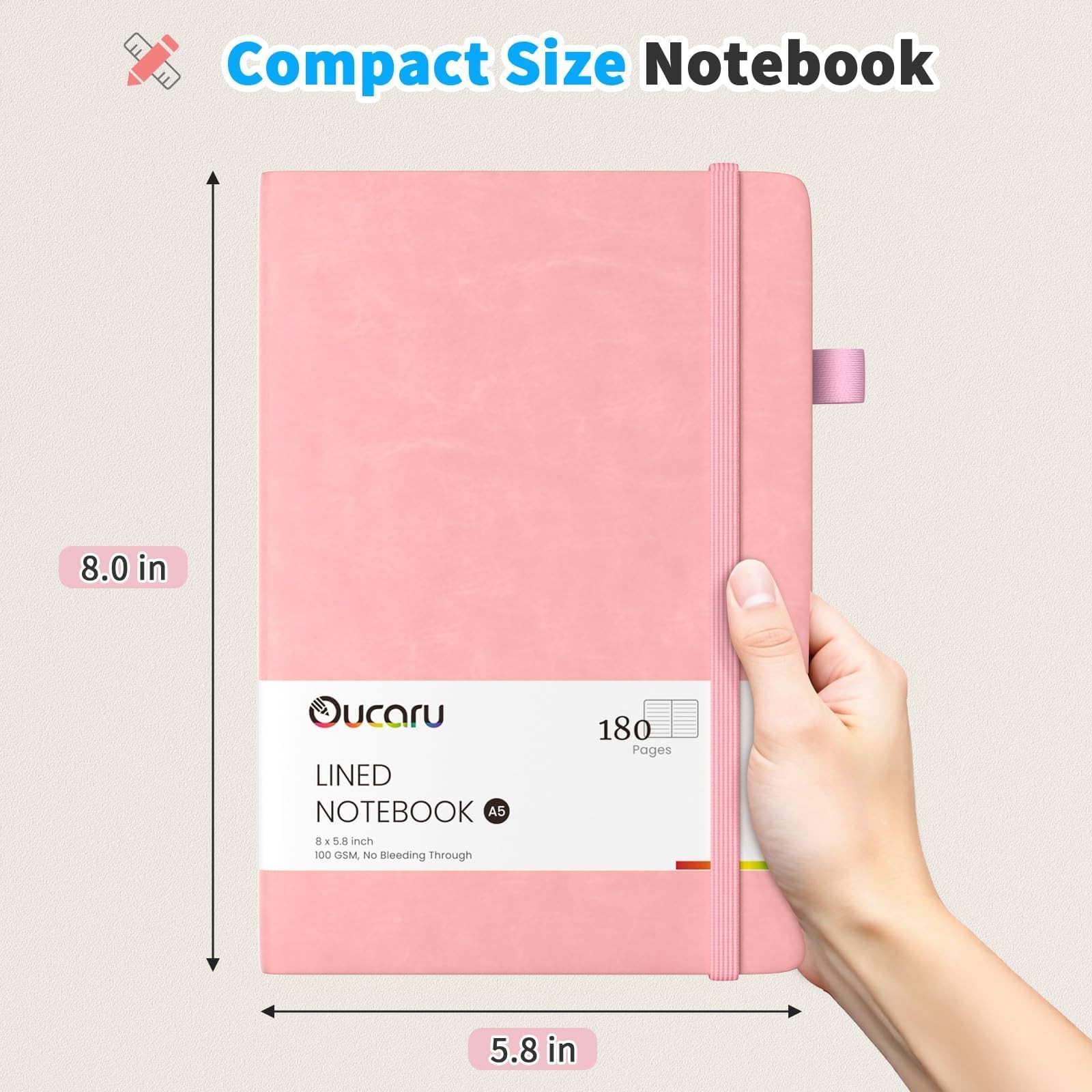 Lined Journal Notebook, 2 Pack, 180 Pages, A5 Journals for Writing, 100 GSM Thic