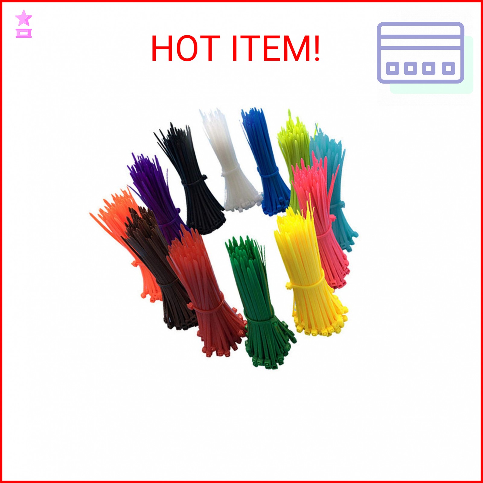 1200 Pieces Zip Ties, Multi-Purpose Assorted Colored Self-Locking Nylon Cable Zi