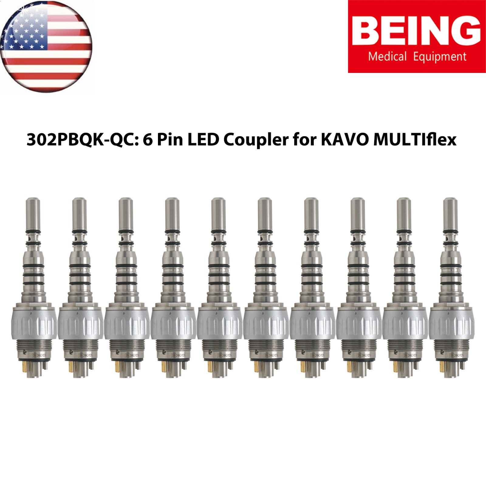 BEING Dental High Speed Fiber Optic Handpiece 4/6Hole Coupler Fit KaVo MULTIflex