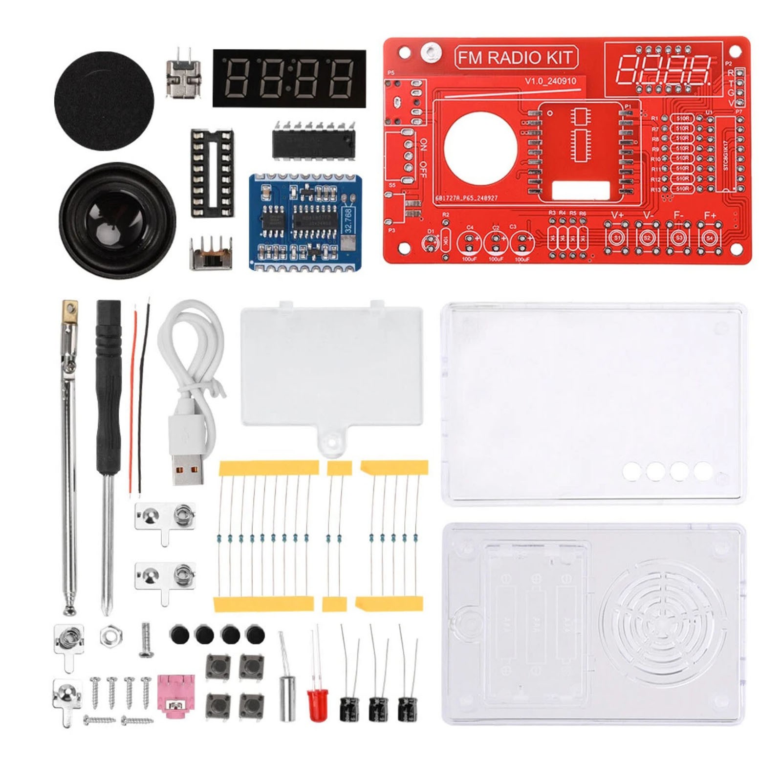 Educational RDA5807 FM Radio DIY Kit 87-108MHz with 15 Sound Level Adjustments