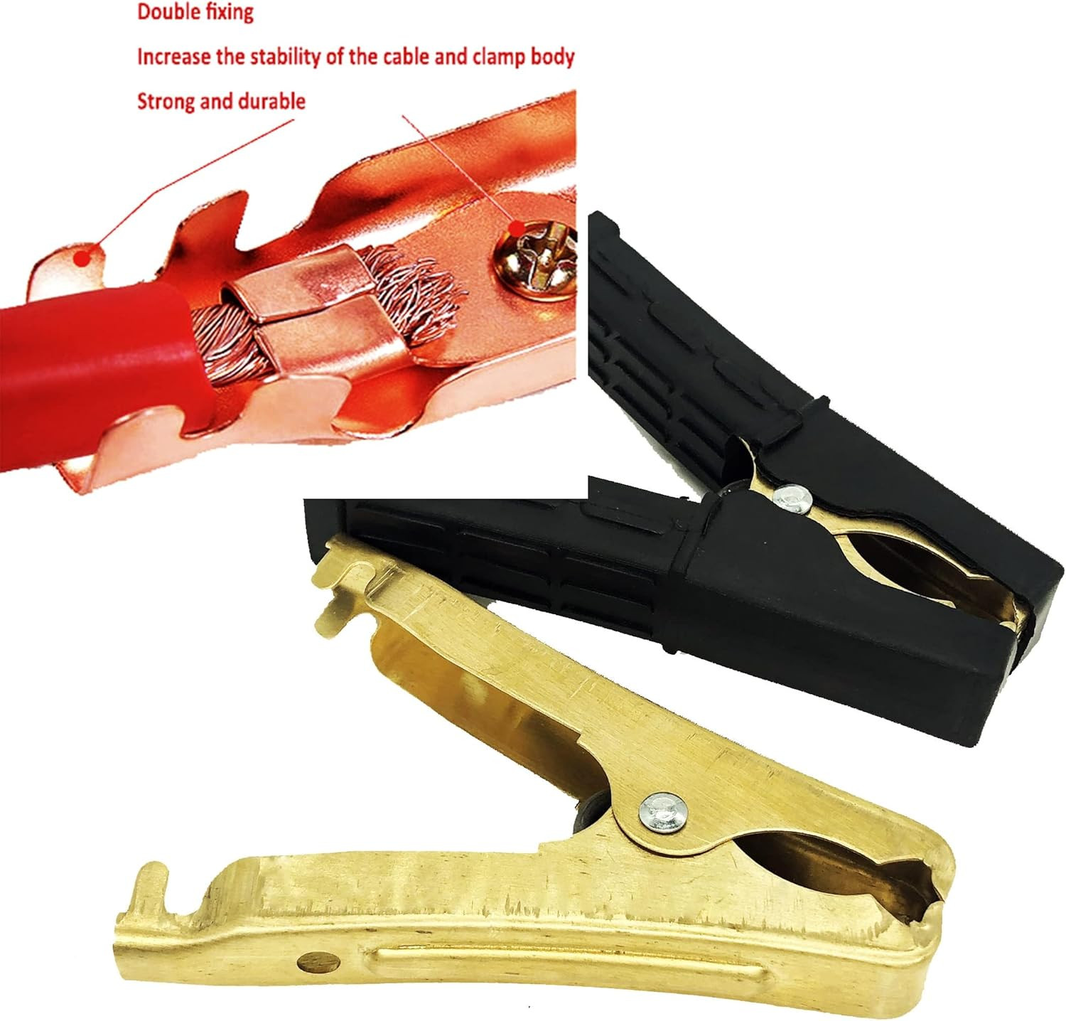 2Pcs Insulated Alligator Clips 100A-500A Electrical Heavy Duty Alligator Clamps,