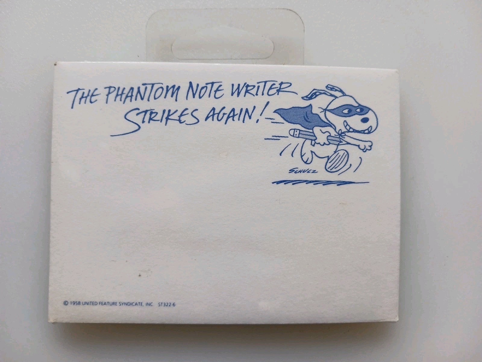 Vtg Snoopy Phantom Note Writer Strikes Again Post-It Notes Hallmark Stationary