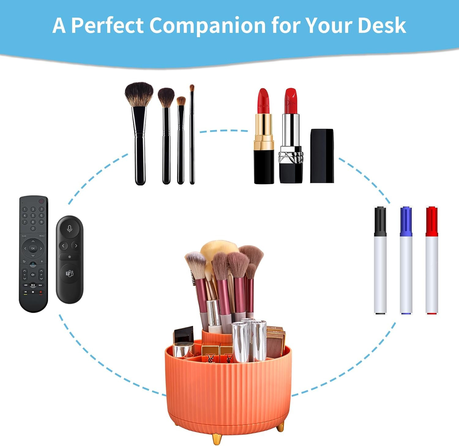 Desk Organizer, 360-Degree Rotating Pen Holder, Desk Organizers and Accessories