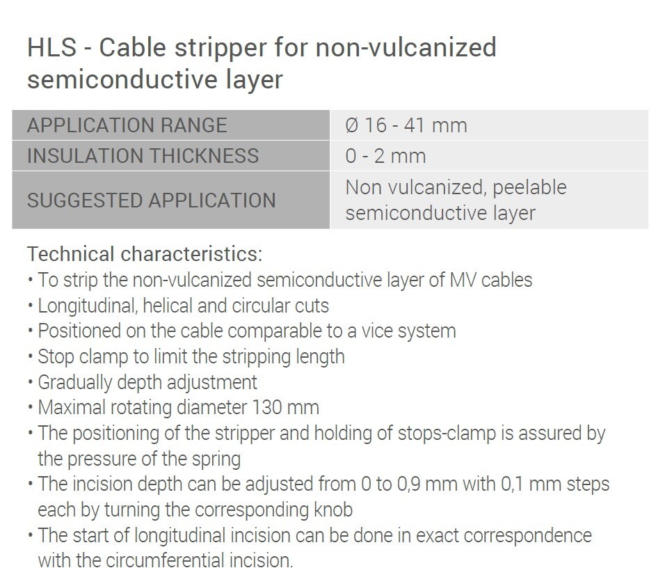 INTERCABLE AV6400 HLS – Cable Stripper for Non-Vulcanized Semicon. Layer 16 – 41