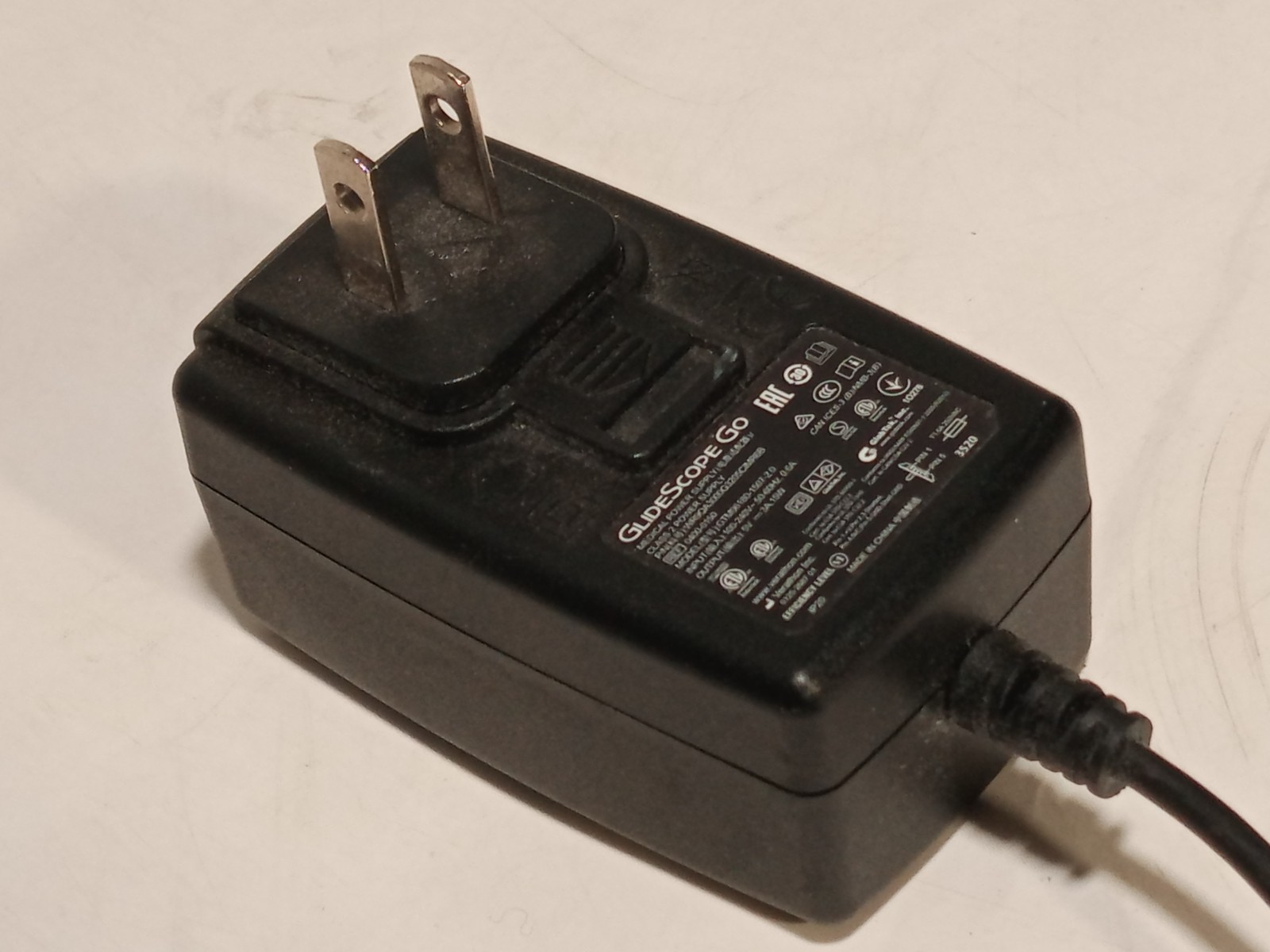 Verathon GlideScope Go GTM96180-1507-2.0 Class 2 Medical Power Supply 0400-0150