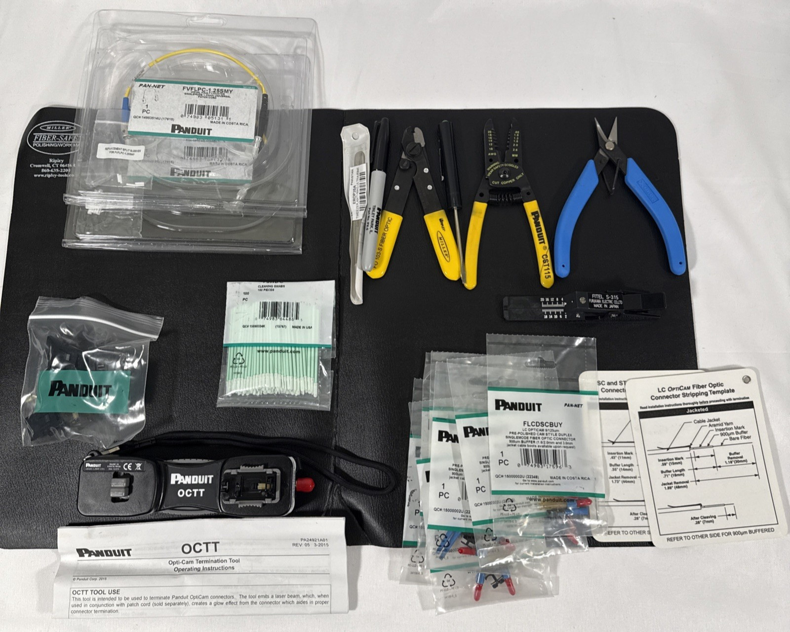 Panduit Opti-Cam Fiber Optic Termination Kit FKITCASE OCTT Black Professional
