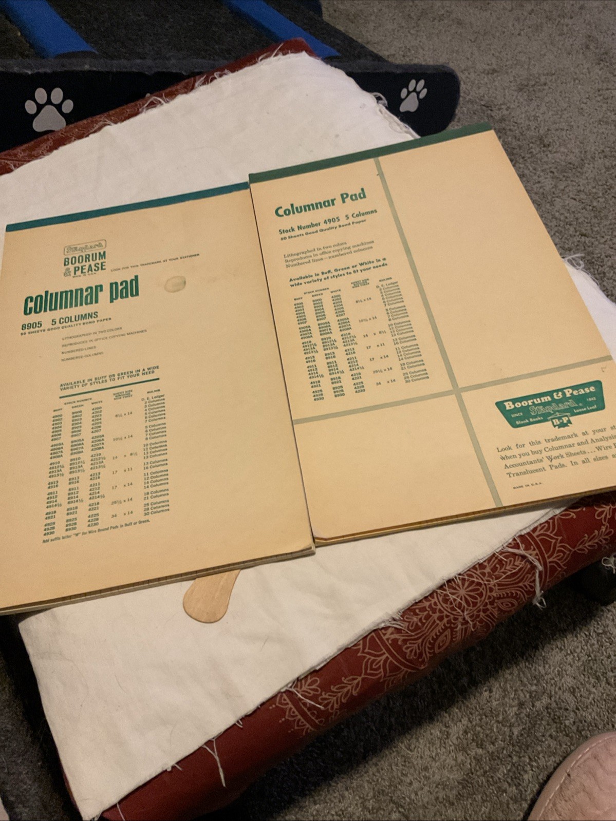 2 Vintage Boorum & Pease Accounting Columnar Pads 5 Columnar #4905 & 8905