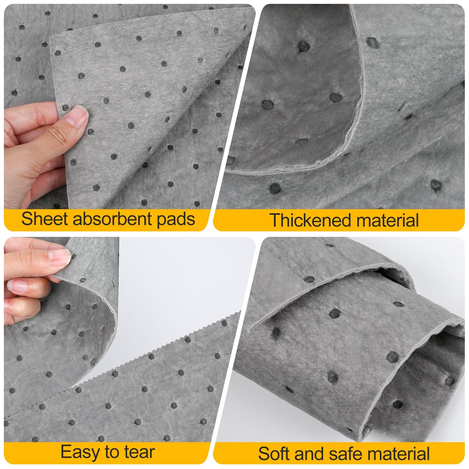 100PC Oil Absorbent Pads | 13″x10″ Meltblown Polypropylene Mats, Hand-Tear Li…
