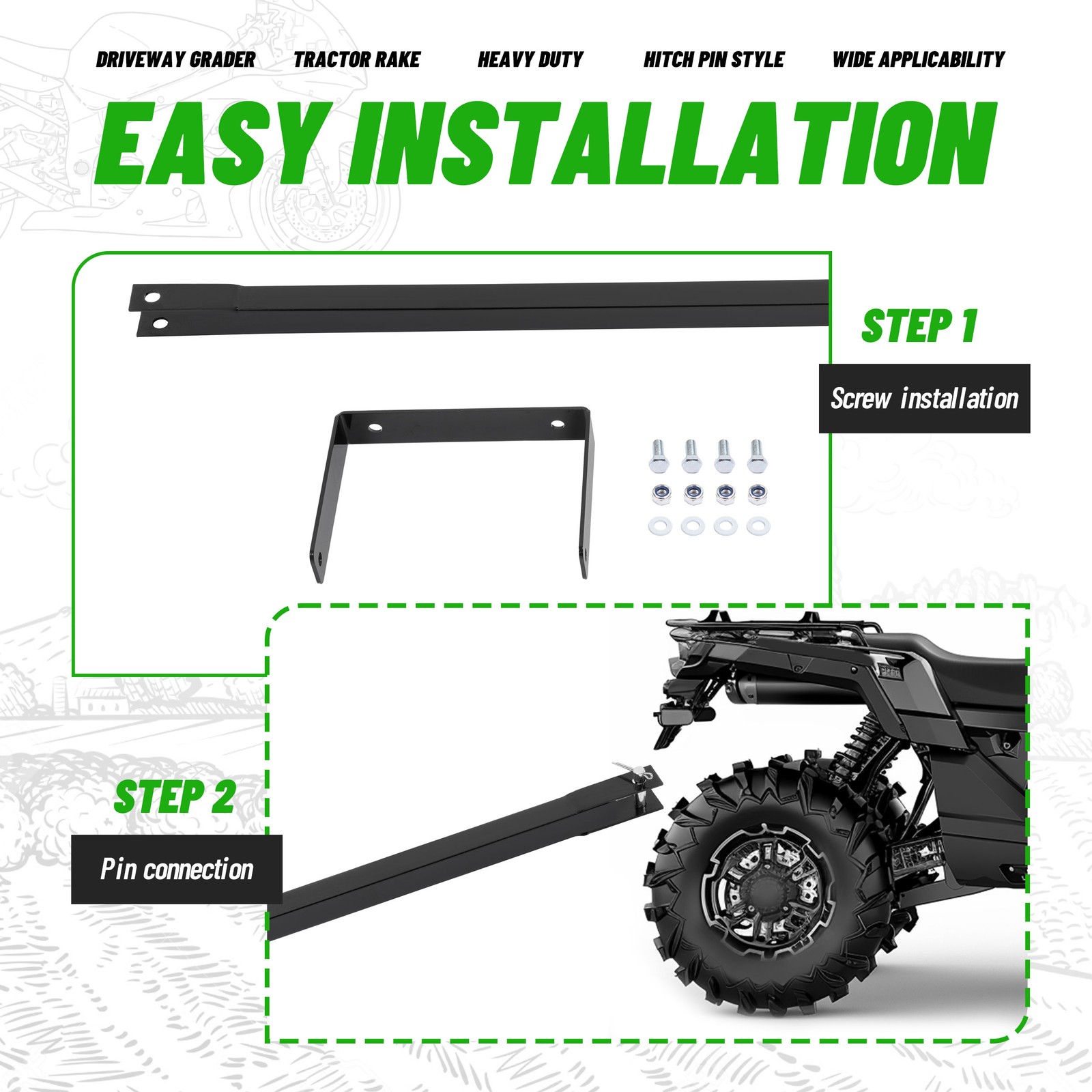 Black Tow Behind Drag Handle Attachment For Drag Harrow Driveway Grader