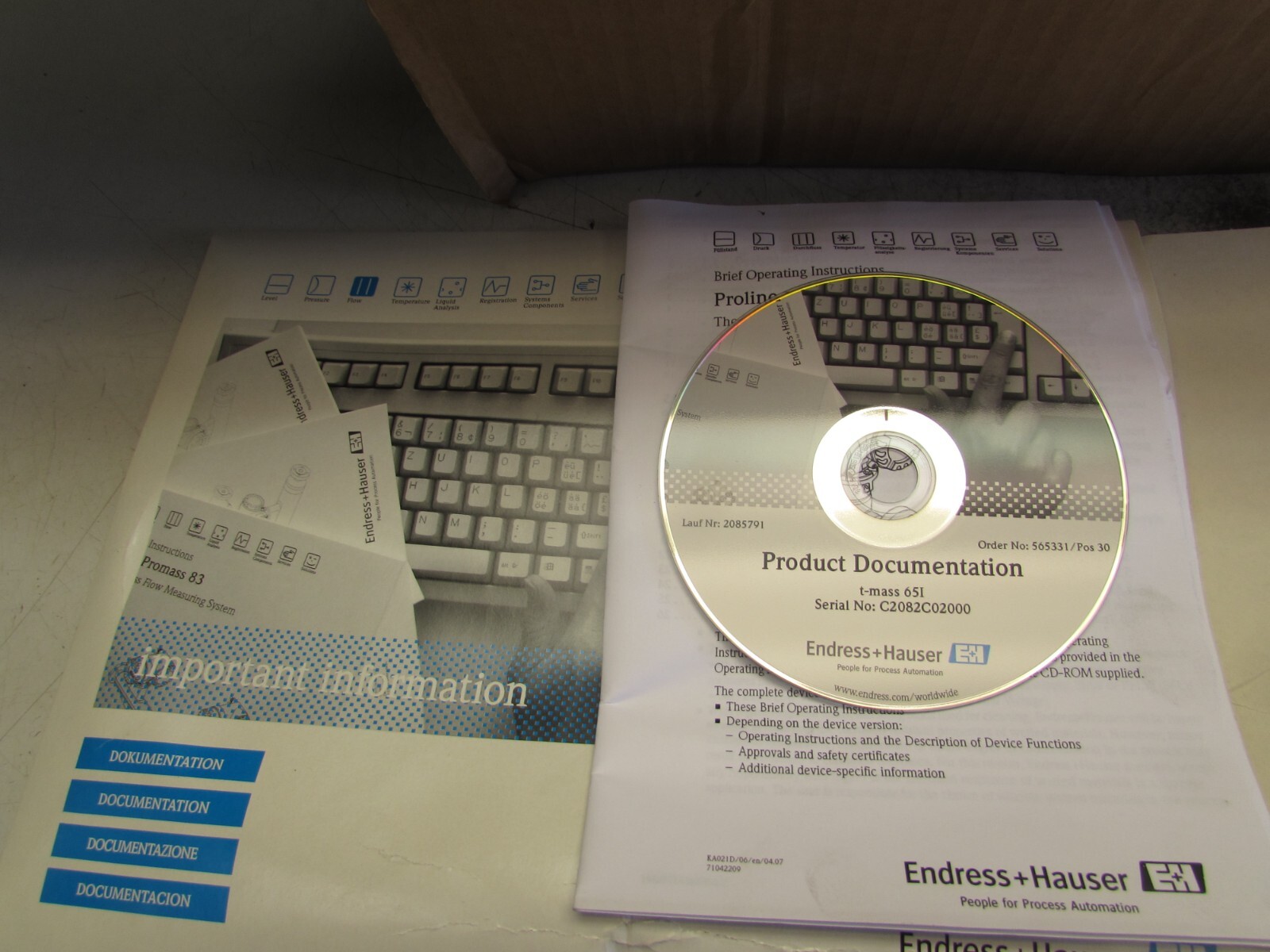 ENDRESS + HAUSER 65I-20AA0AD1R1BACA , PROLINE t-MASS 65I, HART FLOWMETER,7″ NEW!
