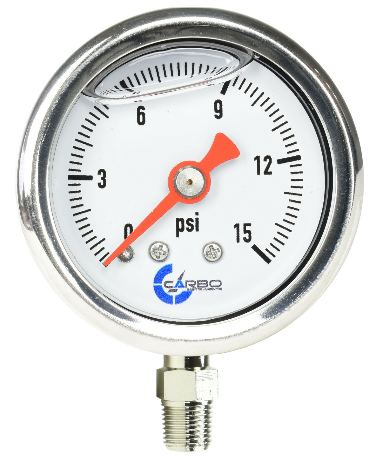 CARBO Gauge 0-15 psi Fuel Pressure Oil Pressure 1.5″ Liquid Filled, White Dial