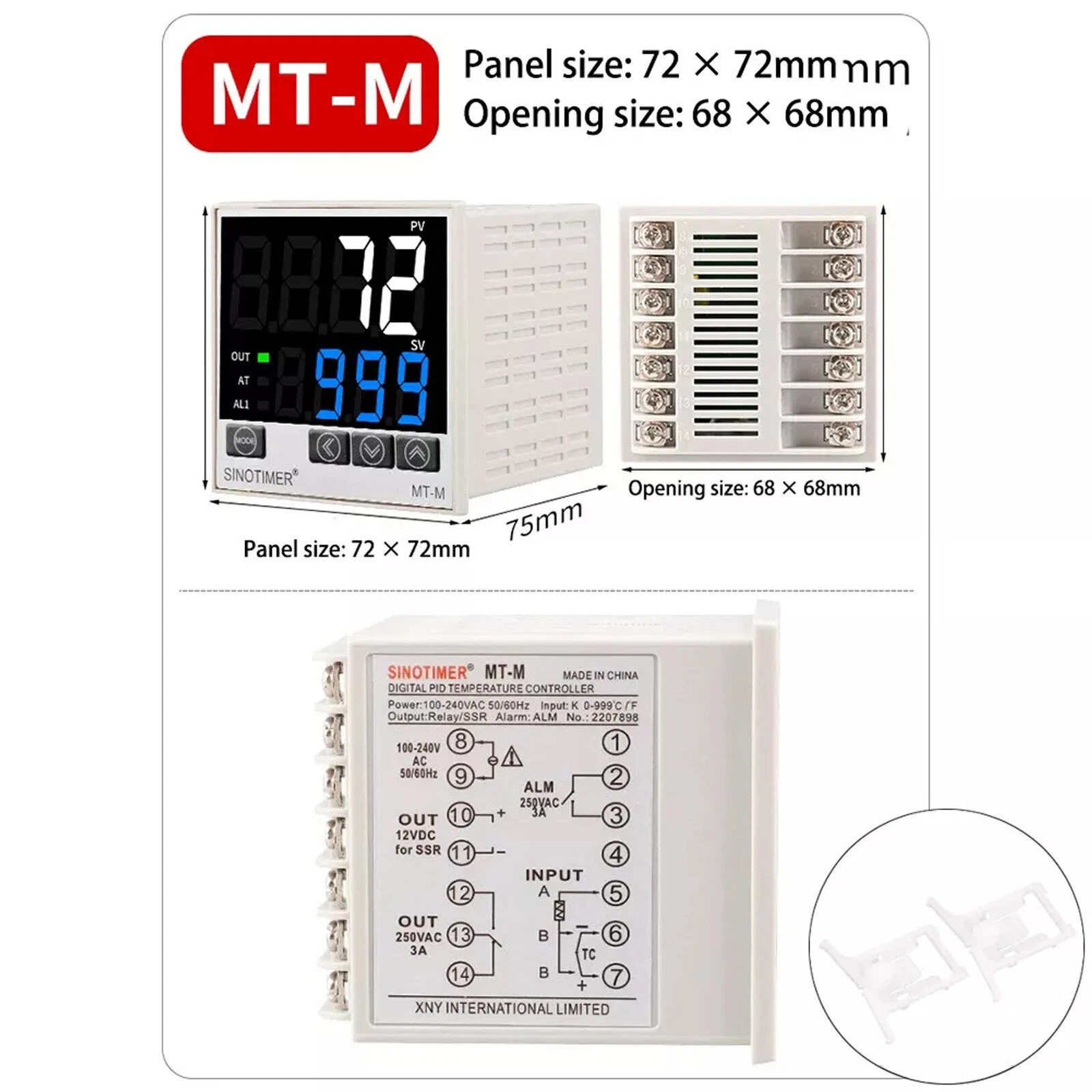 PID Temperature Controller Thermostat Regulator SSR Relay AC 100V to 240V MT-M