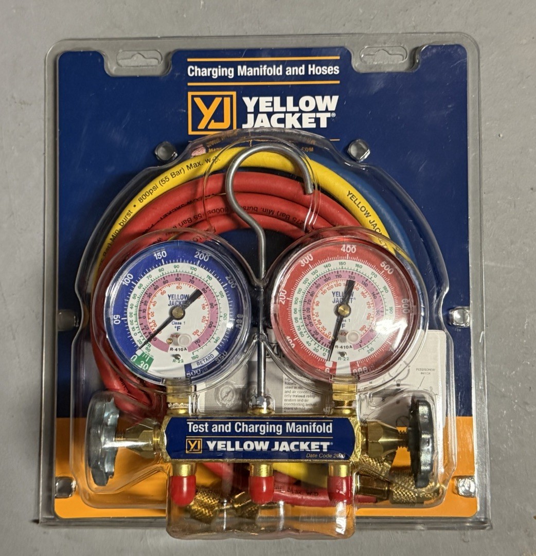 YELLOW JACKET 42004 Series 41 Manifold with 3-1/8 inch Gauge