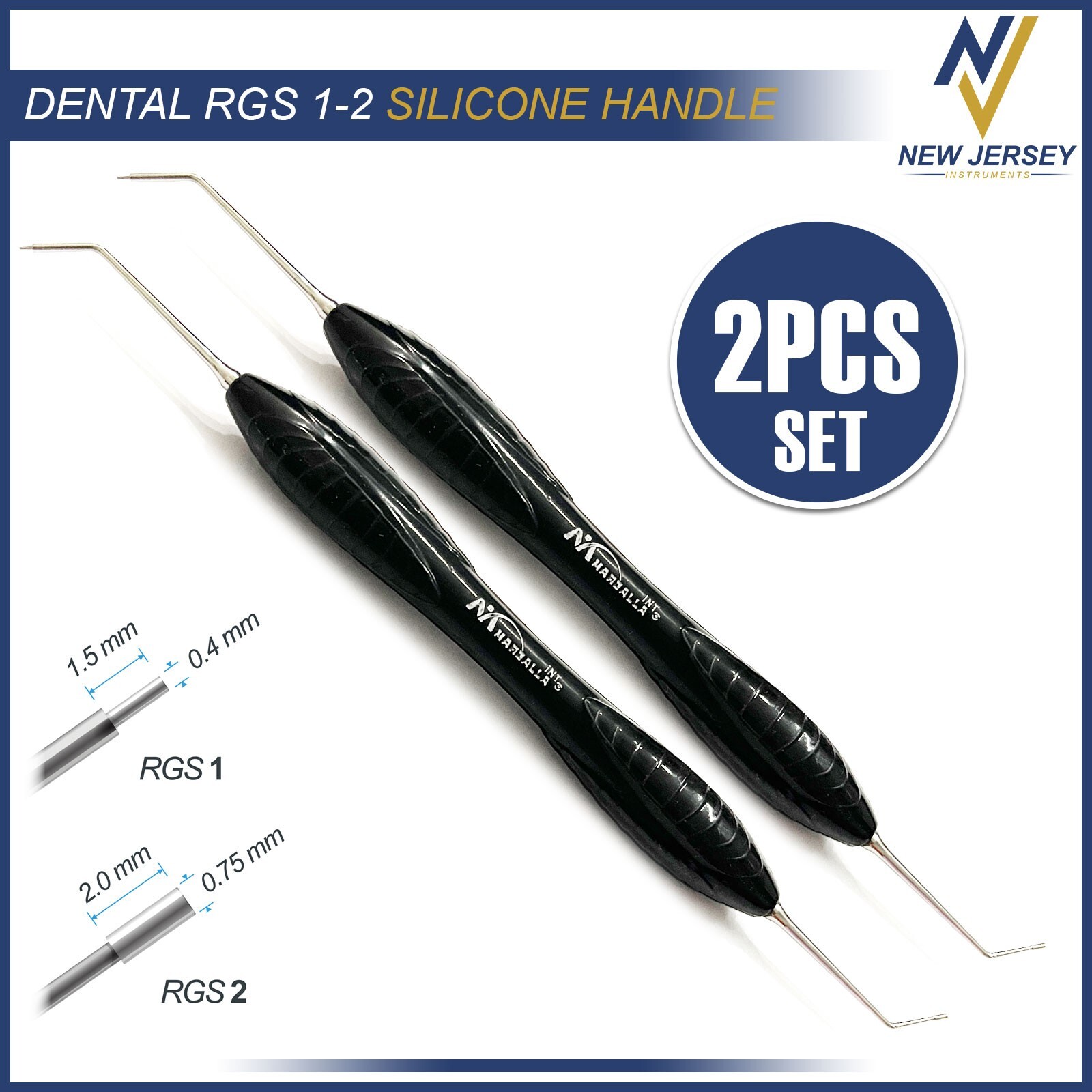X2 Dental Instrument RGS 1-2 Silicone Handle Depth Dimensions for Restorations